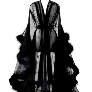 ELEGANT FEATHER SHEER ROBE